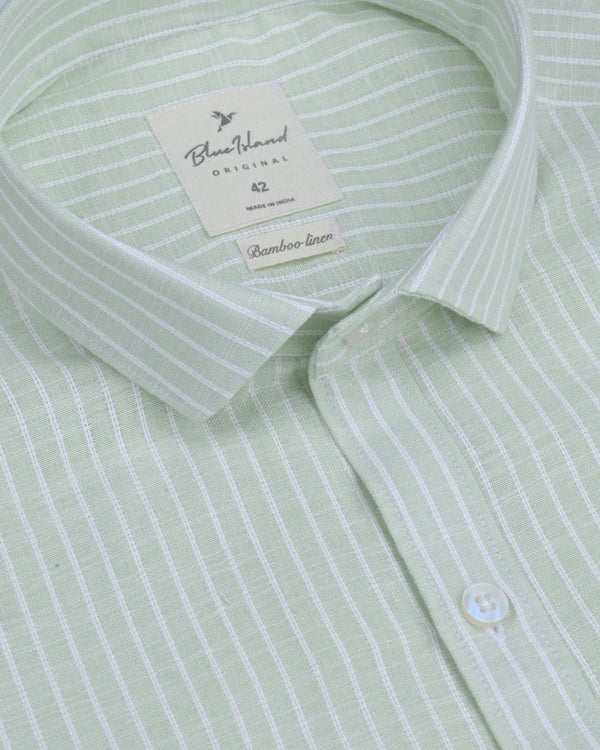 Lite Green Stripes -Full-Bamboo Linen