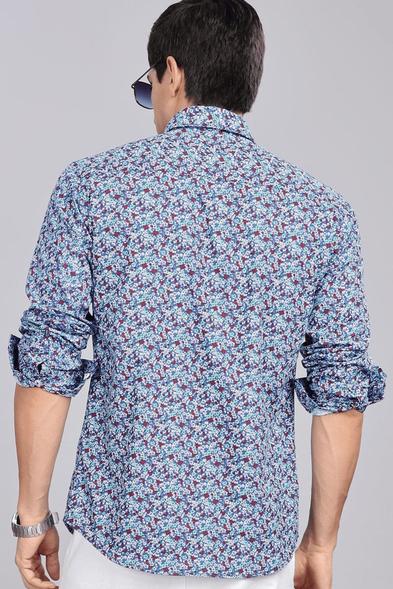 Blue & Red Flower Print -Full-Stain Proof