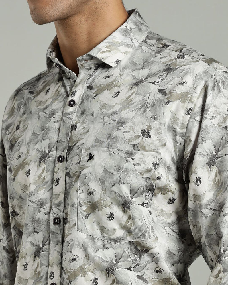 White and Green Floral Print -Full-Stain Proof