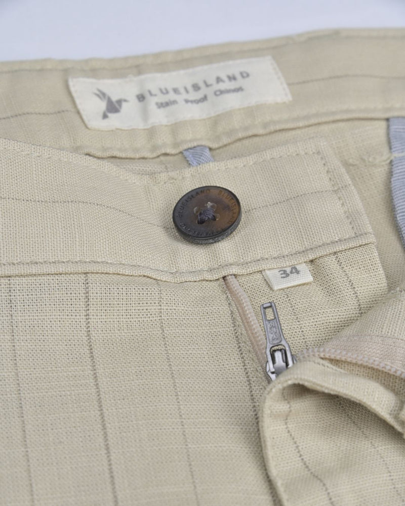 Cream Vertical Stripes - 2 way stretch - COTTON PANT