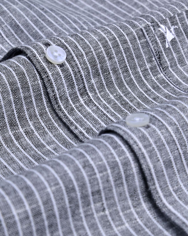 Shadow Black and White Stripes -Full-Bamboo Linen
