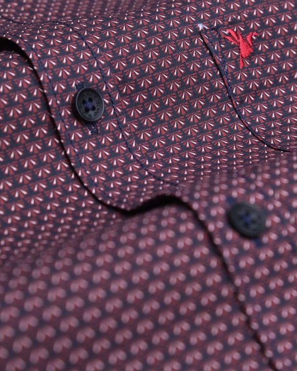 Red Leafy print - Half Sleeve - Stain Proof