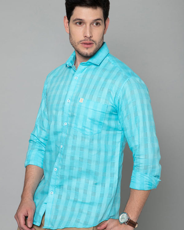 Aqua Blue Self Checks - Full-Stain Proof