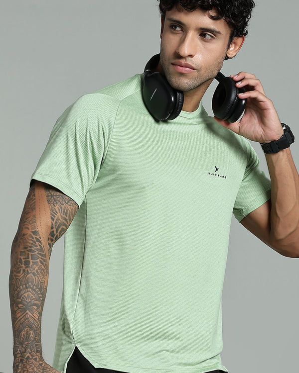 Green Dotted Lines - Active wear Round neck Tshirt