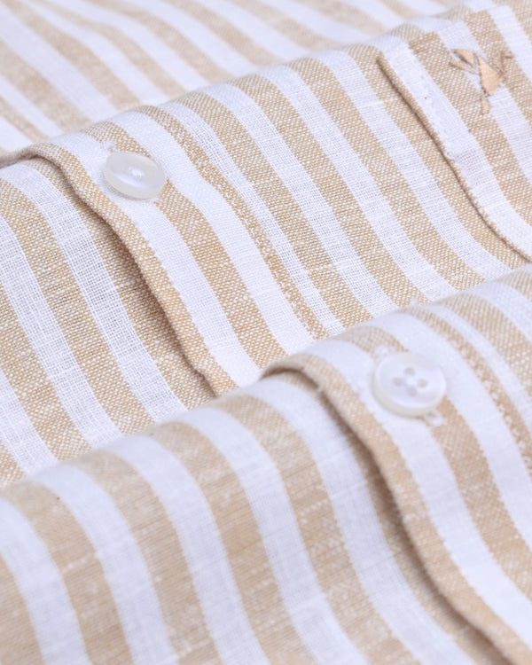 Golden Orange and White Stripes -Full-Bamboo Linen