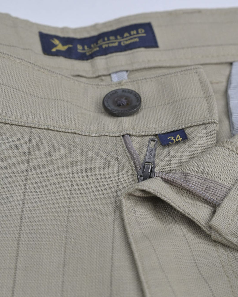 Lite Khaki Vertical Stripes - 2 way stretch - COTTON PANT