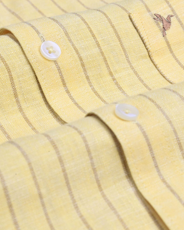 Mustard Yellow and Brown Stripes -Full-Bamboo Linen