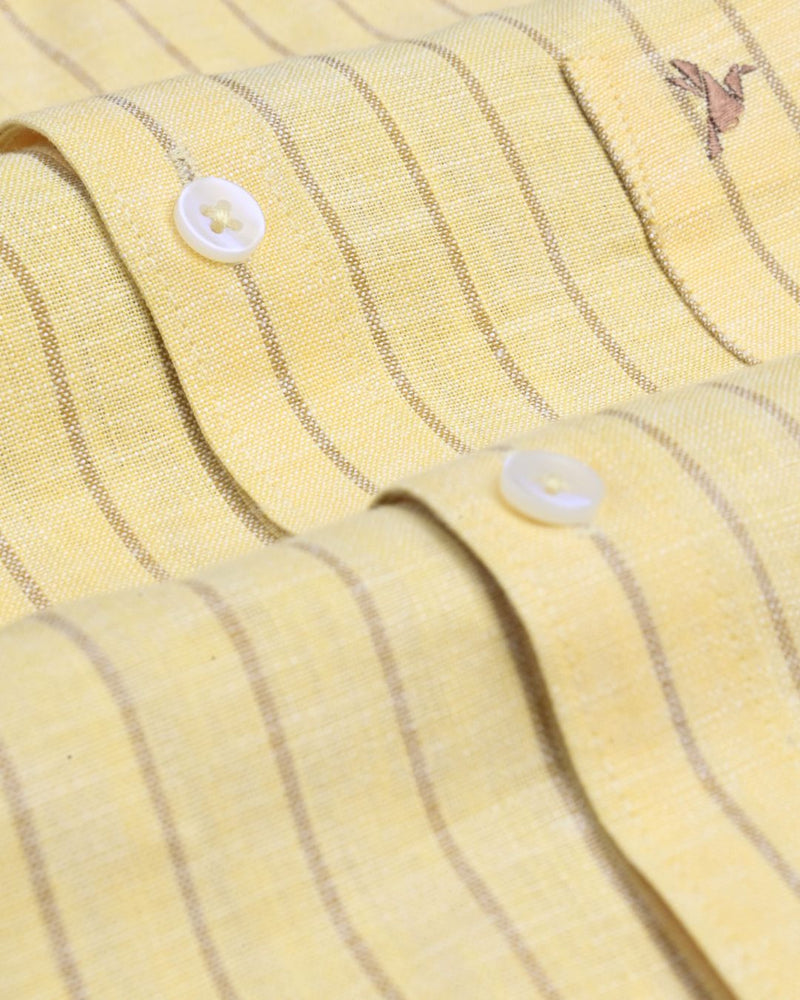 Mustard Yellow and Brown Stripes -Full-Bamboo Linen
