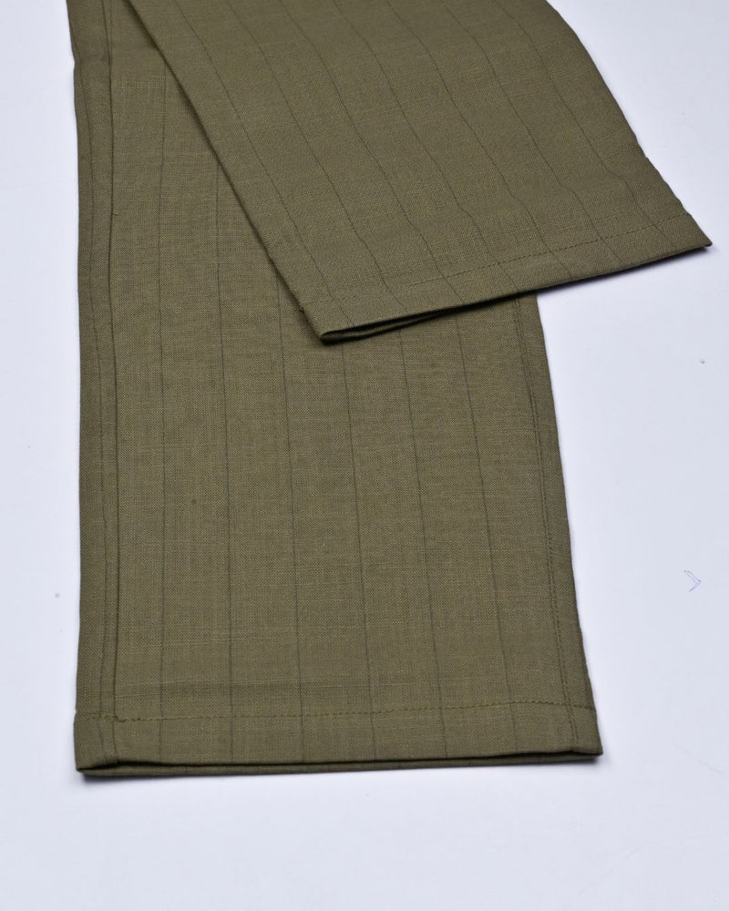 Brown Vertical Stripes - 2 way stretch - COTTON PANT
