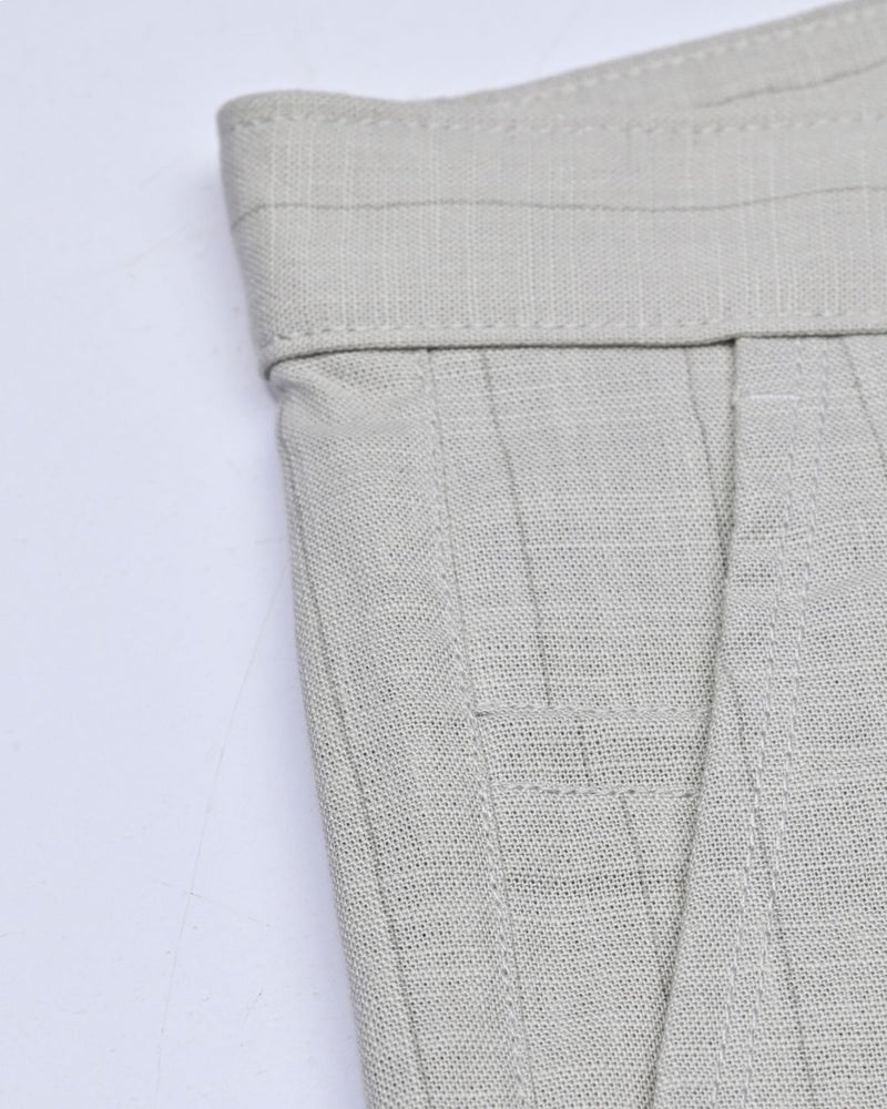 Dusty Grey Vertical Stripes - 2 way stretch - COTTON PANT