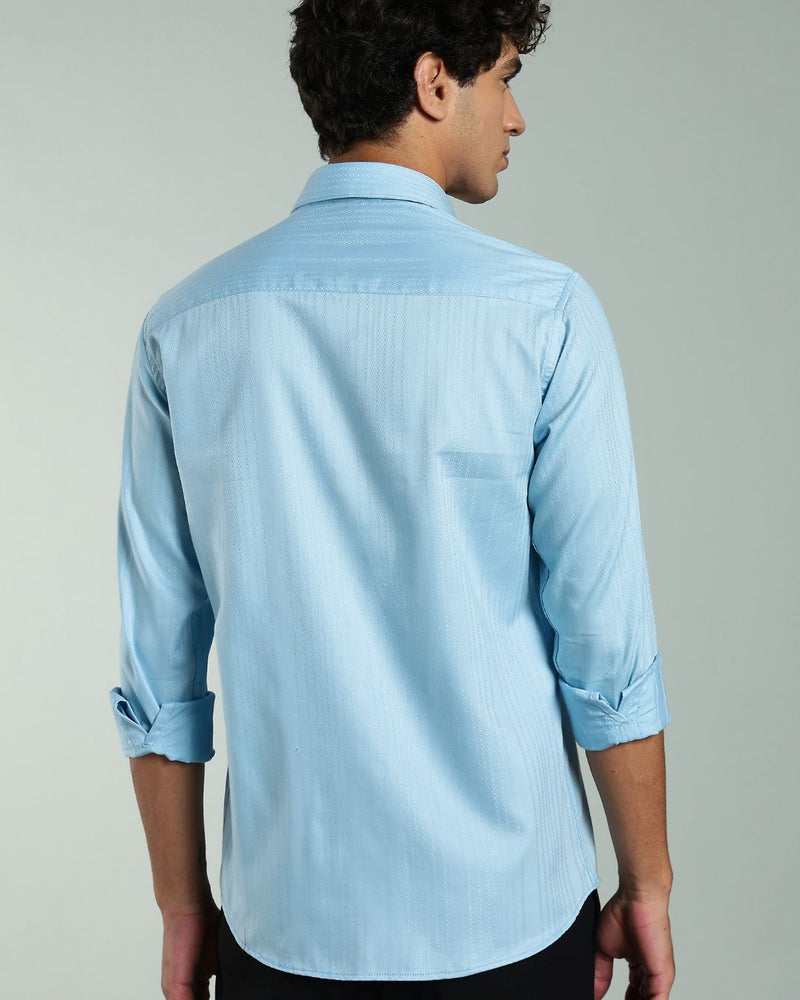 Sky Blue Self Design - Full-Stain Proof