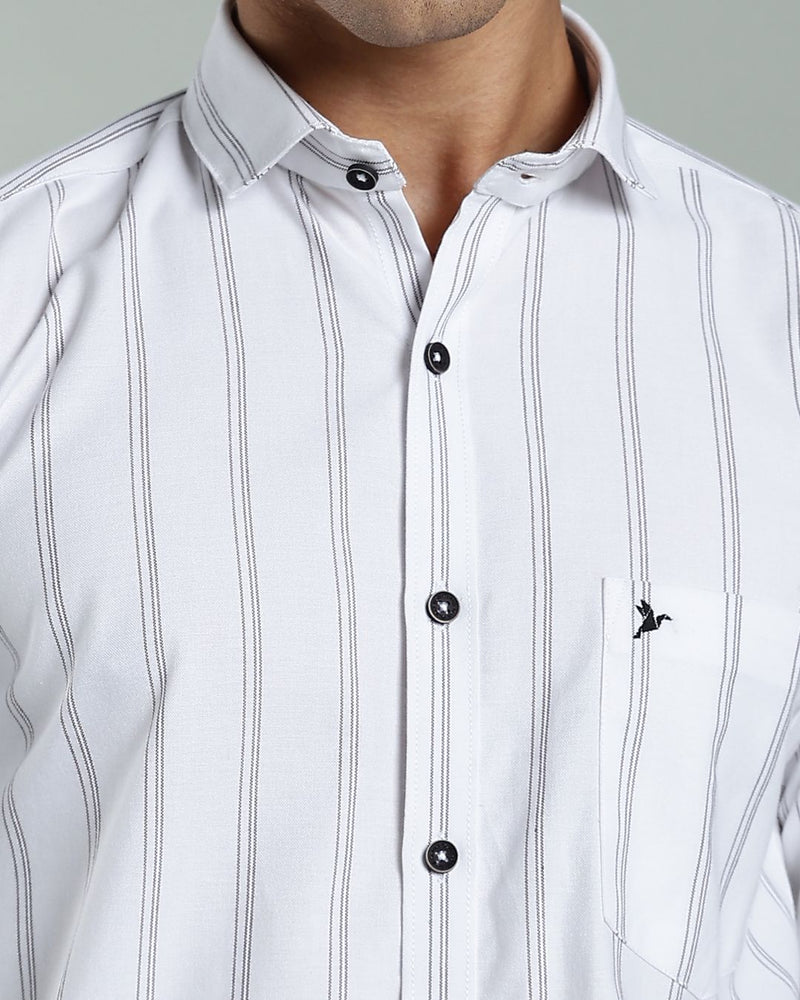 White & Black Multi Line Stripes- Full-Stain Proof