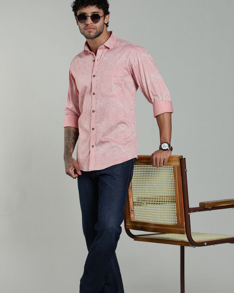 Pastel Pink Wavy Lines Print-Full-Stain Proof