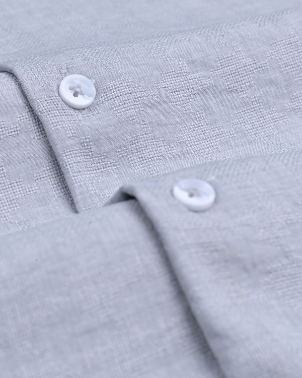 Dusty Charcoal Micro Dotted  Line - Half Sleeve - Airlite Shirt
