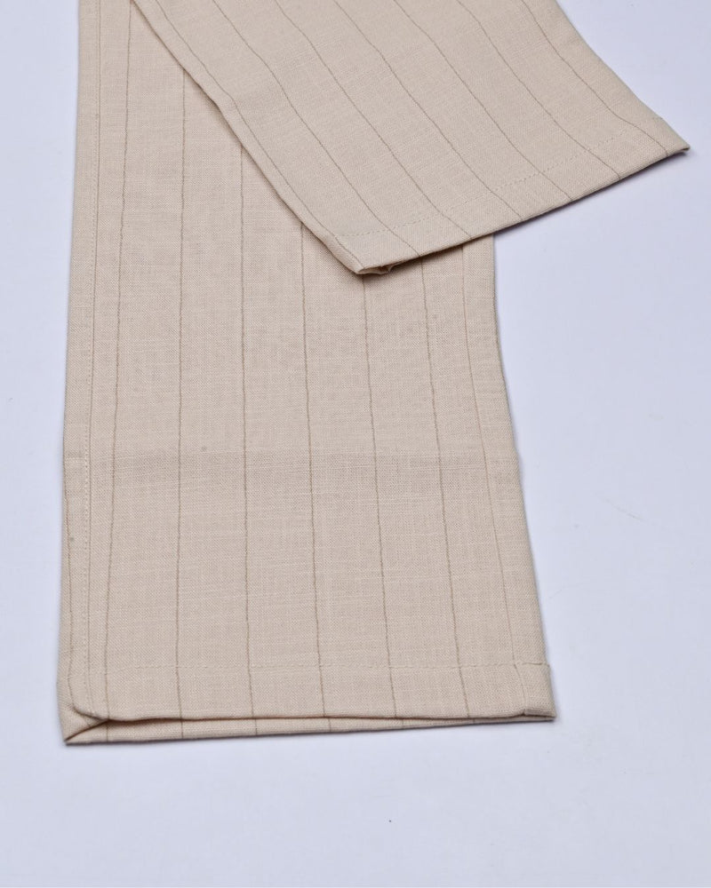 Cream Vertical Stripes - 2 way stretch - COTTON PANT
