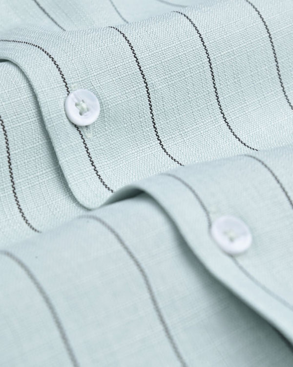 Herbal Green Linear Pattern - Half Sleeve - Airlite Shirt