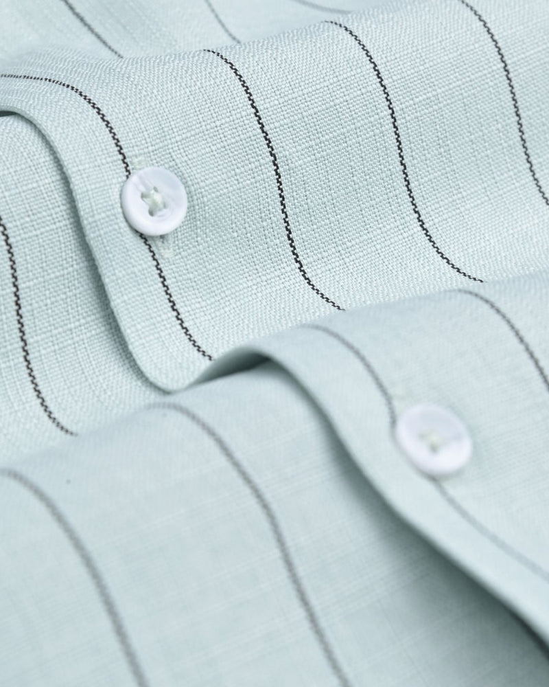 Herbal Green Linear Pattern - Half Sleeve - Airlite Shirt