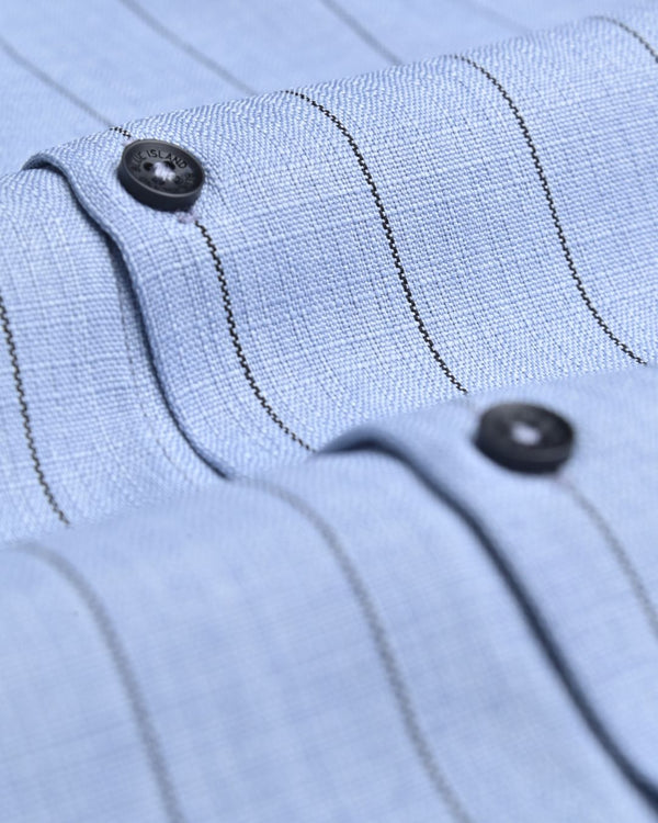 Retro Blue Linear Pattern - Half Sleeve - Airlite Shirt