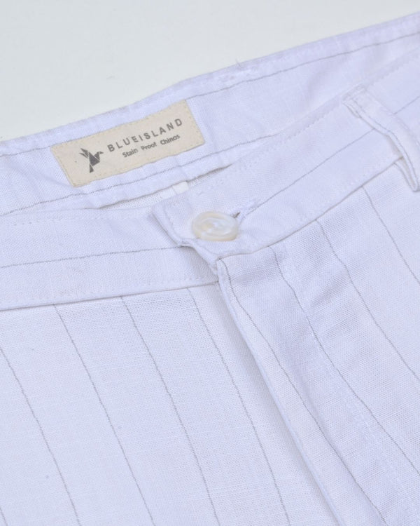 White Vertical Stripes - 2 way stretch - COTTON PANT