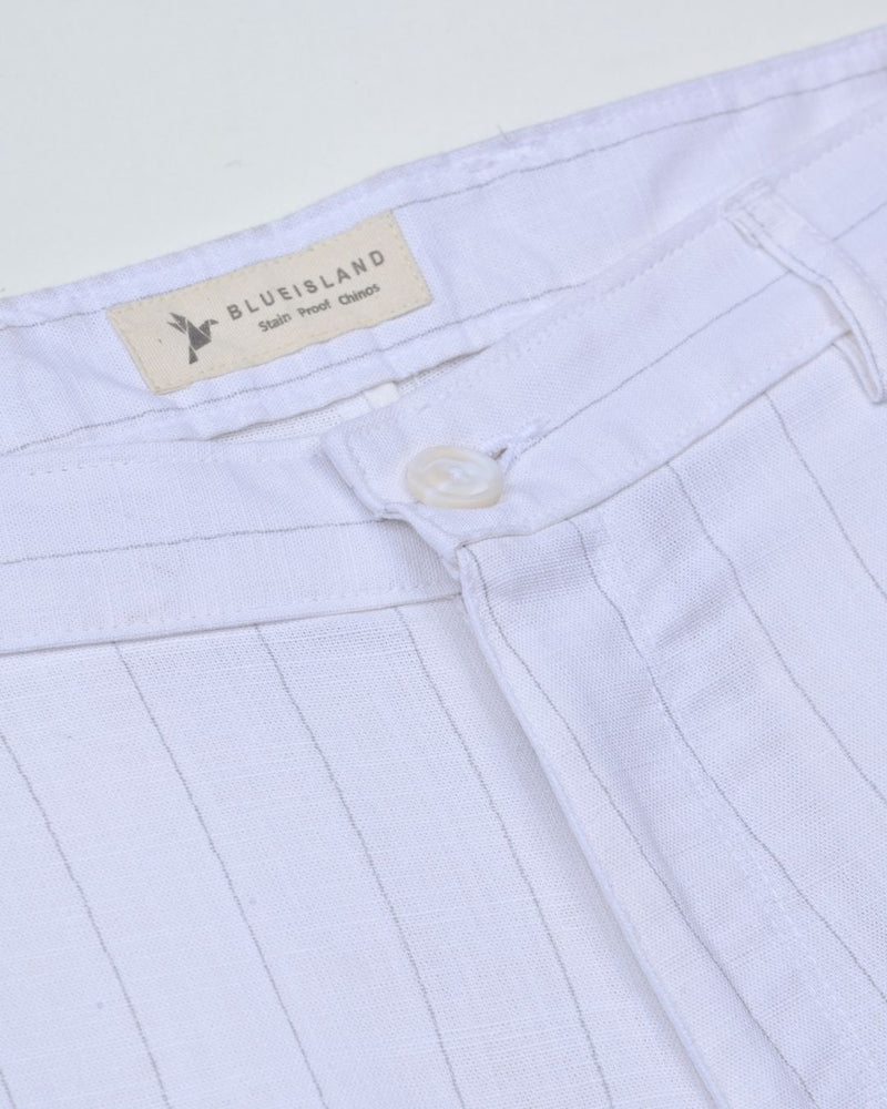 White Vertical Stripes - 2 way stretch - COTTON PANT