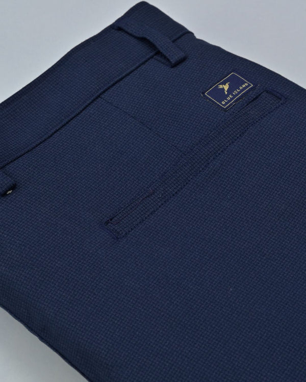Navy Mesh Printed - 2 way stretch - COTTON PANT