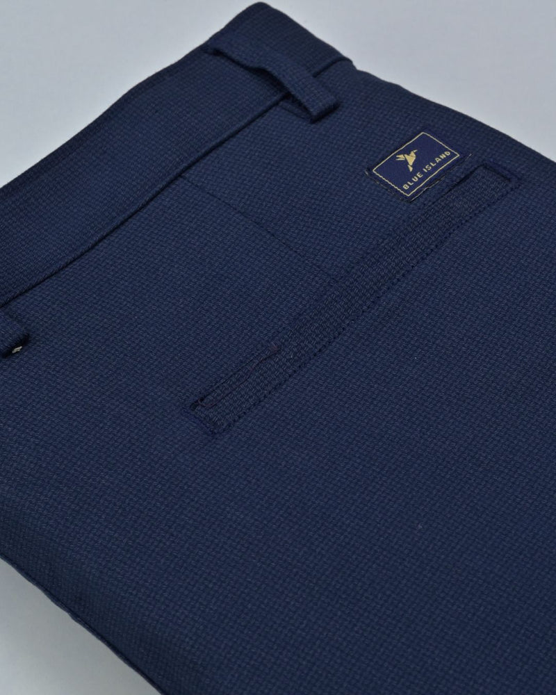 Navy Mesh Printed - 2 way stretch - COTTON PANT