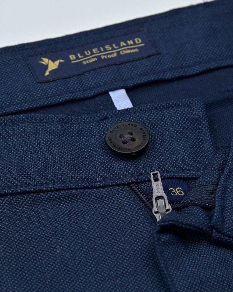 Navy Steel Printed - 2 way stretch - COTTON PANT
