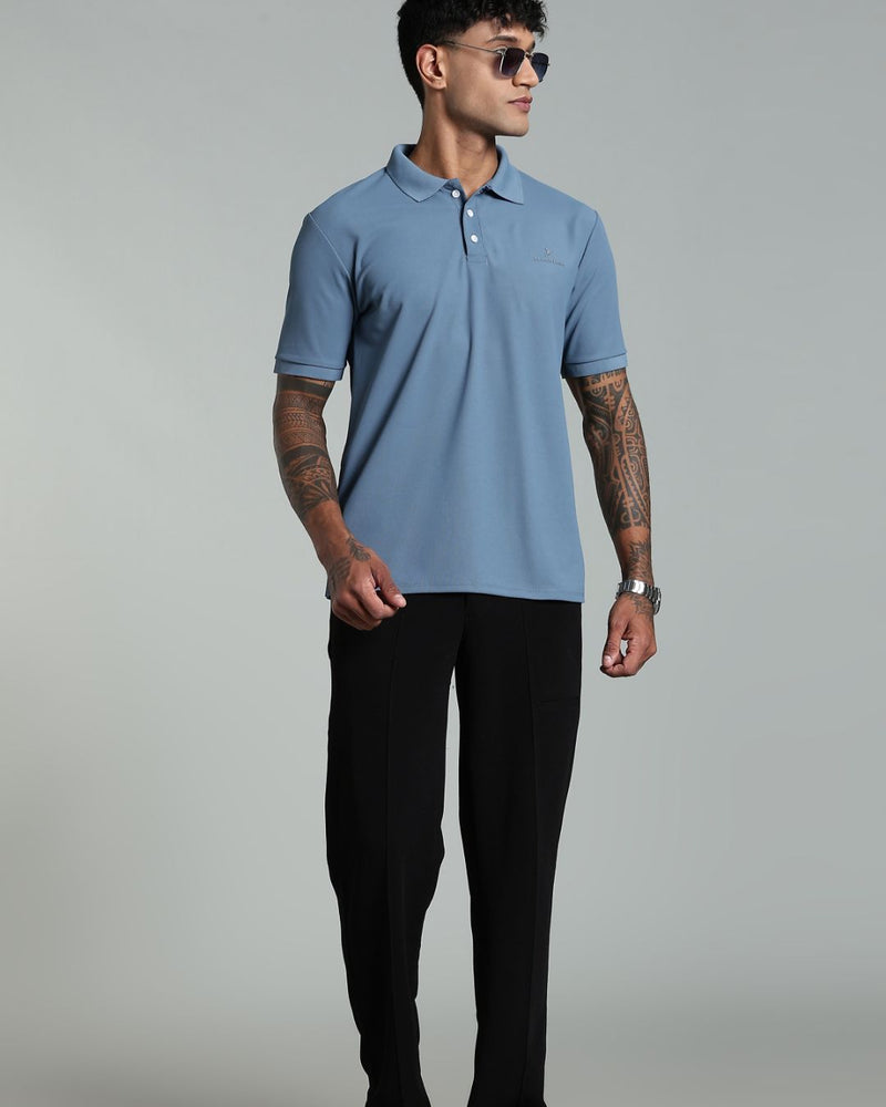 Bluish Grey - Active wear Polo Tshirt