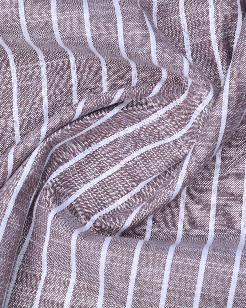 Chocolate Brown Stripes -Full-Bamboo Linen