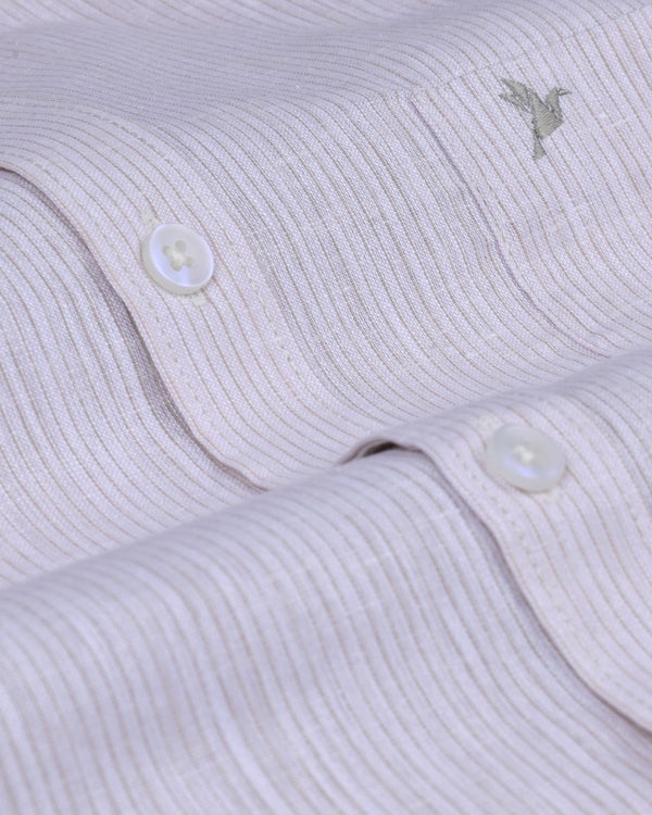 Lite Brown Small Stripes -Full-Bamboo Linen