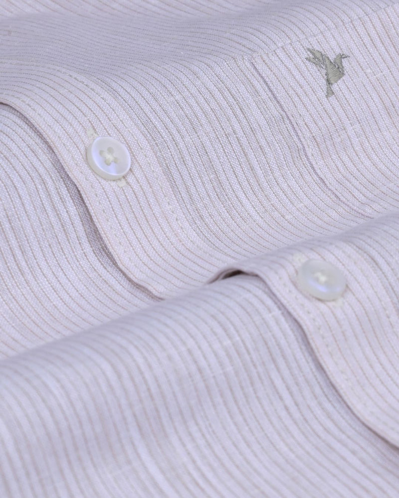 Lite Brown Small Stripes -Full-Bamboo Linen