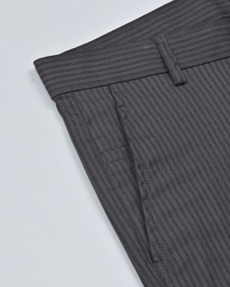 Deep Green Mini stripes - 2 way stretch - COTTON PANT