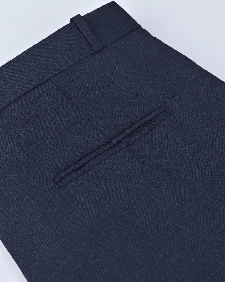 Dark Blue Cross Line Checked - Wrinkle free Formal Pant