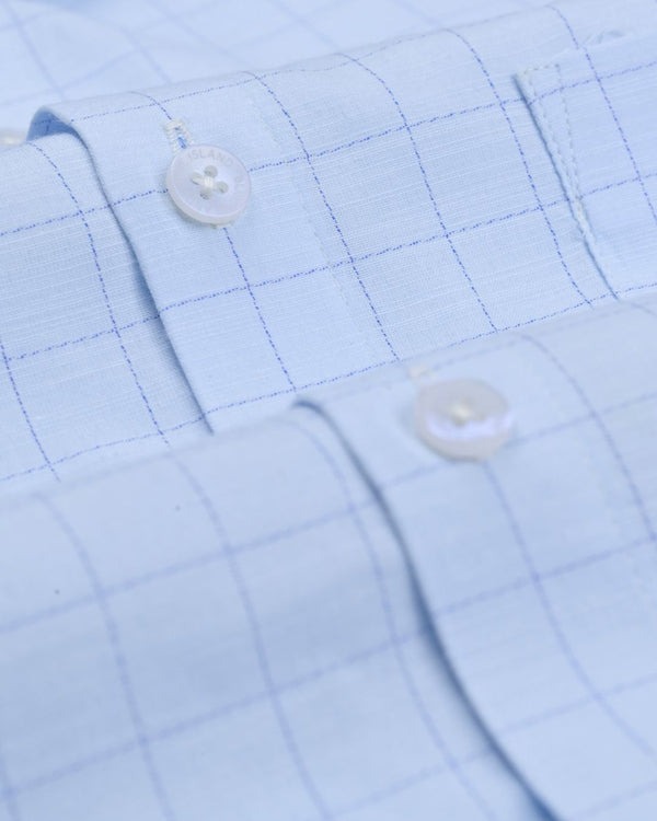 Mild Blue Checks - Full-Cotton Rich