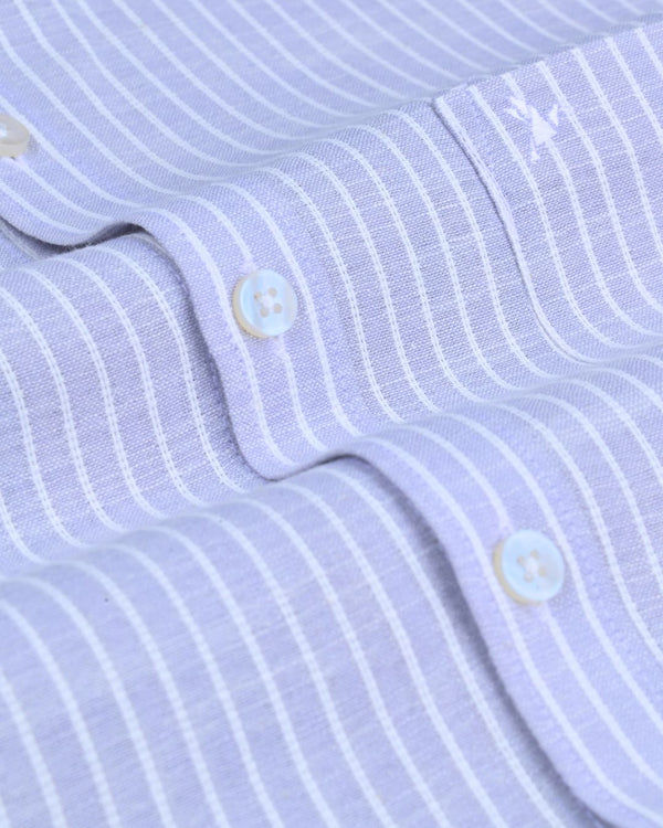 Silver Grey Stripes -Full-Bamboo Linen