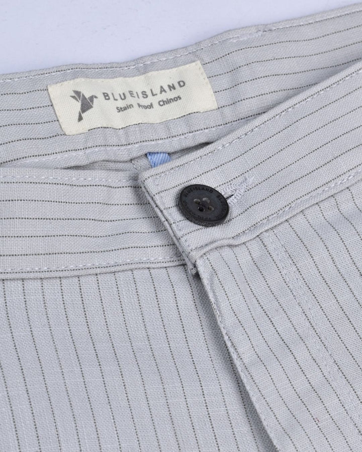 Ash Grey Dotted Lines - 2 way stretch - COTTON LINEN PANT
