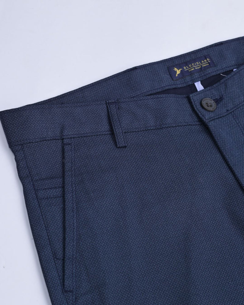 Navy Chain Printed - 2 way stretch - COTTON PANT