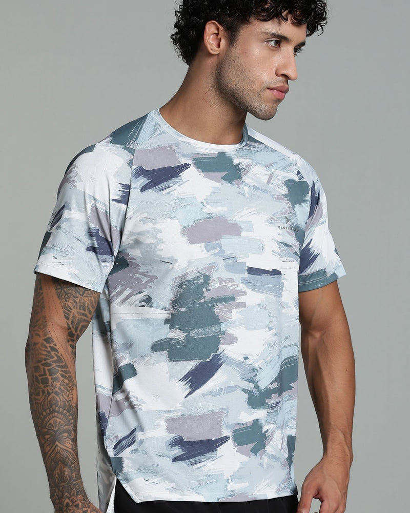 Camo Green Splash - Active wear Round neck Tshirt