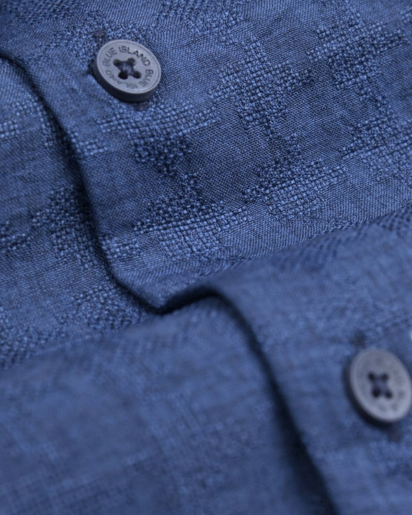 Crystal Blue Micro Dotted  Line - Half Sleeve - Airlite Shirt