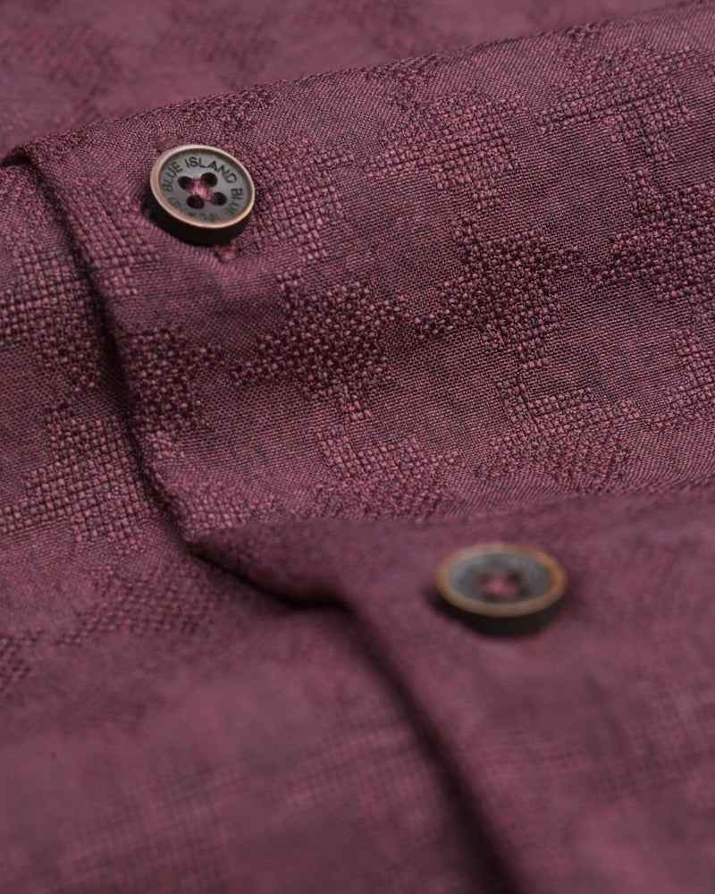 Berry Wine Micro Dotted  Line - Half Sleeve - Airlite Shirt