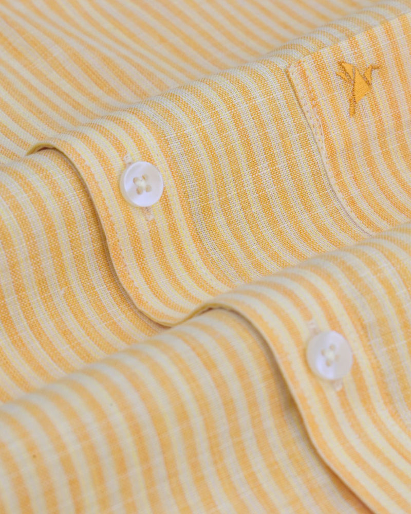 Summer Yellow & Orange Stripes -Full-Bamboo Linen