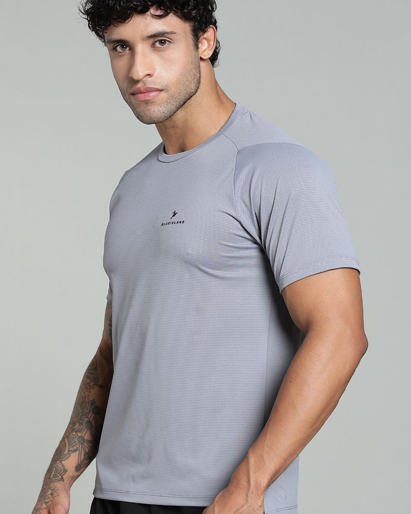 Silver Grey - Active wear Round neck Tshirt