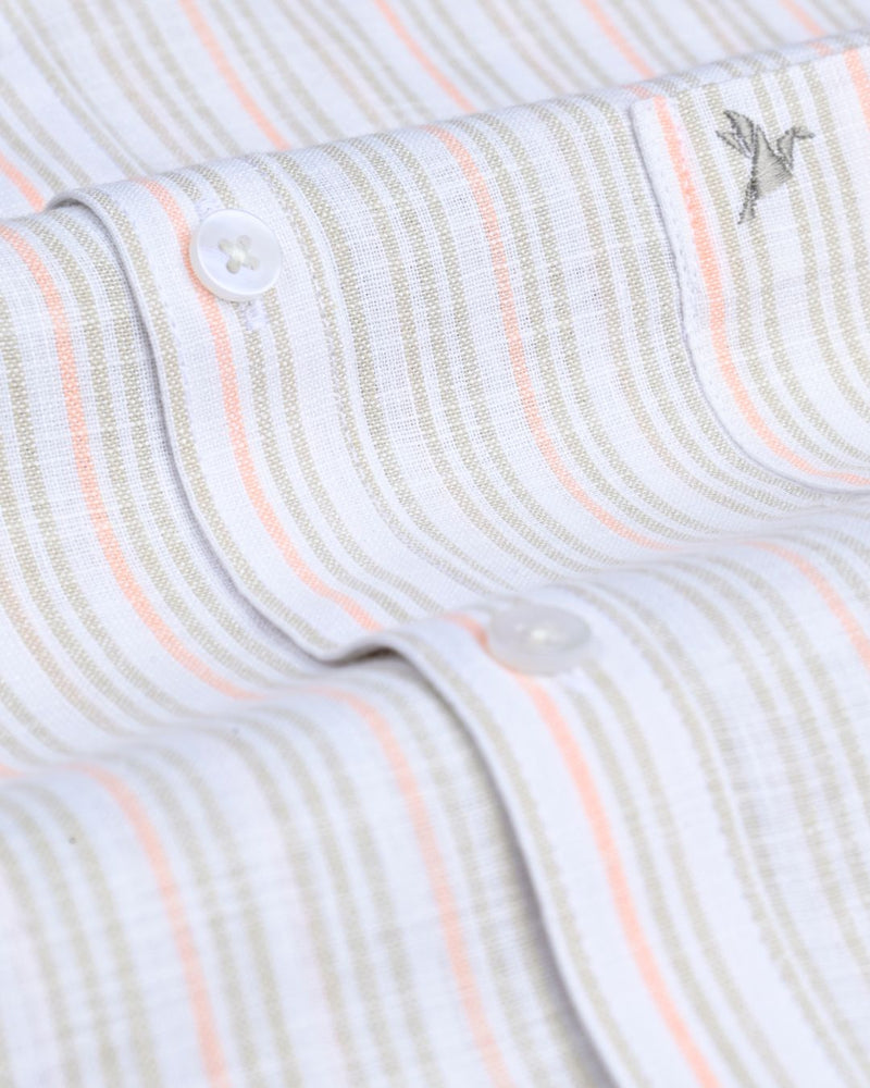 Brown and Orange double colour Stripes -Full-Bamboo Linen
