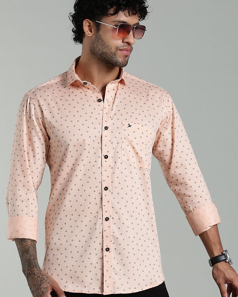 Peach Orange Petal Print-Full-Stain Proof