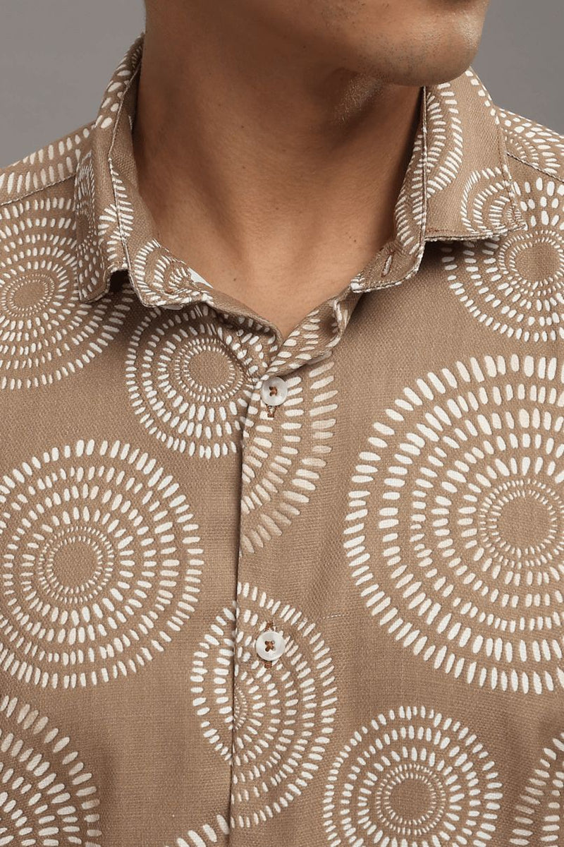 Golden Brown Orbit Printed shirt - Half - Wrinkle Free