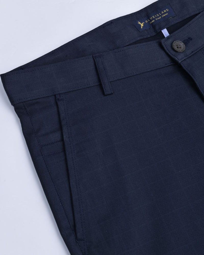 Navy Wavy Checked - 2 way stretch - COTTON PANT