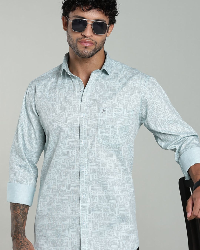 Mint Blue Tribal Print-Full-Stain Proof