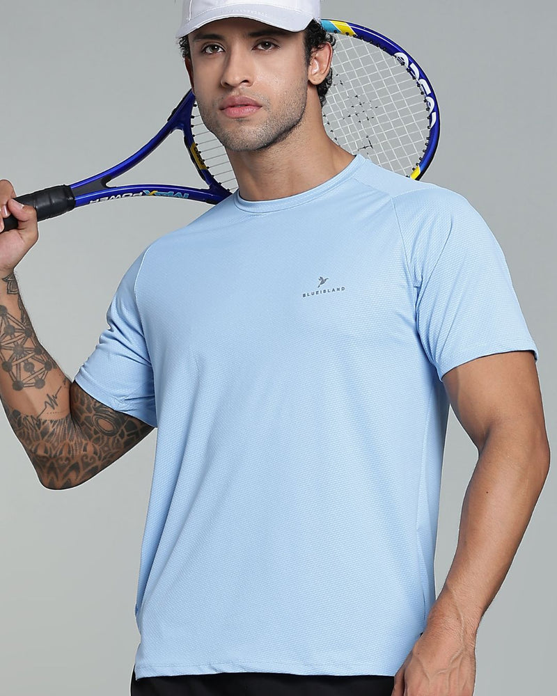 Cloud Blue  - Active wear Round neck Tshirt