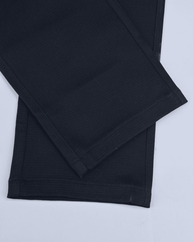 Navy Square Checked - 2 way stretch - COTTON PANT