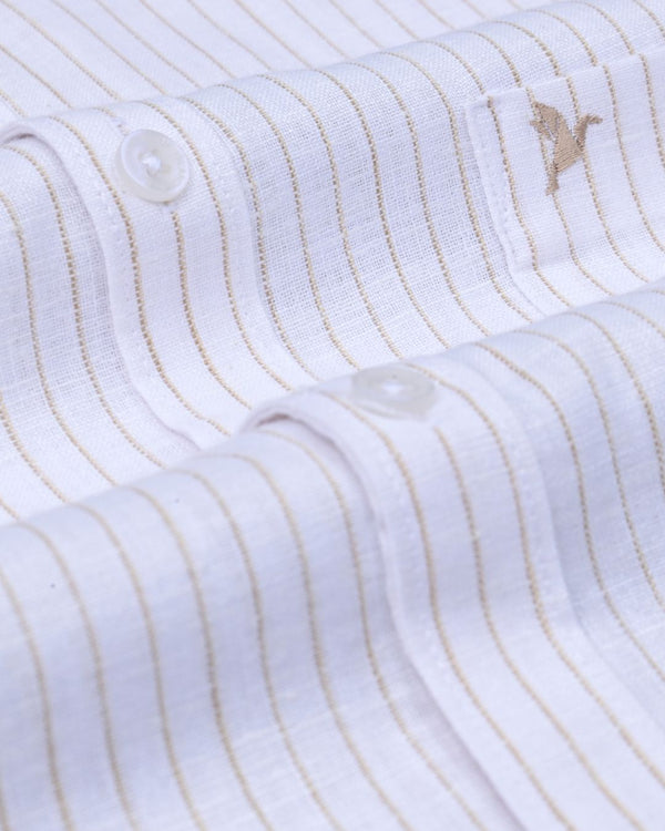 White Solar Night Stripes  -Full-Bamboo Linen